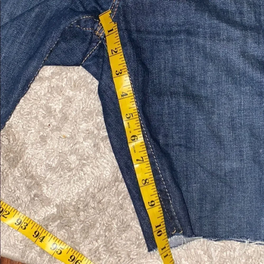True Religion Blue Denim Manmade Rainbow Horseshoe Casual Cutoff Shorts